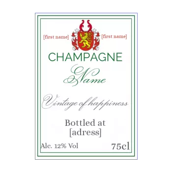 label bottle champagne coat of arms red white alcohol 