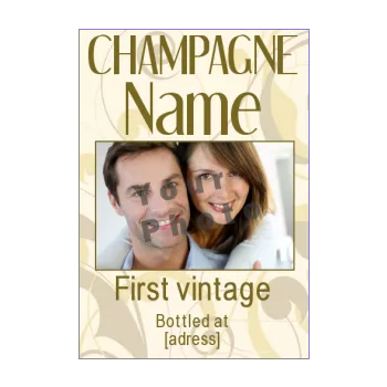 wedding label bottle champagne brown yellow alcohol 