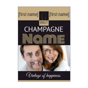 wedding label bottle champagne black brown alcohol 