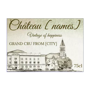 wedding label bottle brown castle wine alcohol 