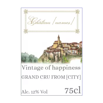 wedding label bottle castle wine alcohol 