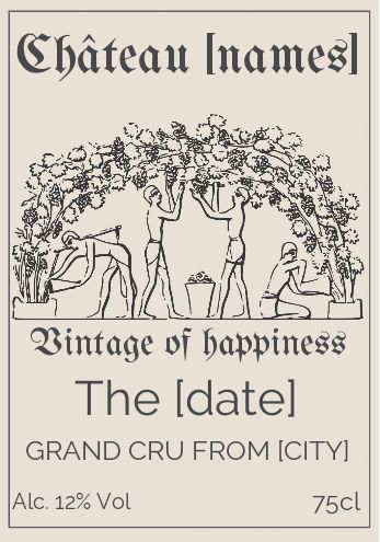 Wedding Label Bottle Alcohol free template