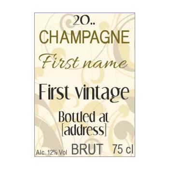 label bottle birth champagne baby yellow brown alcohol 