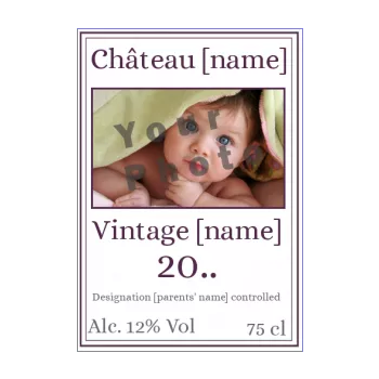 label bottle birth baby mauve wine 