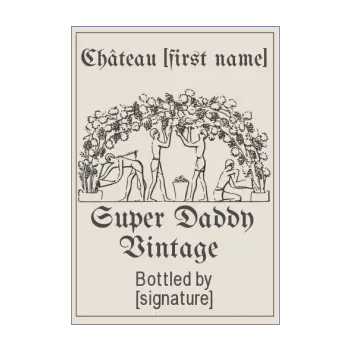 label bottle dad party brown wine 