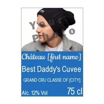 label bottle dad party blue wine 