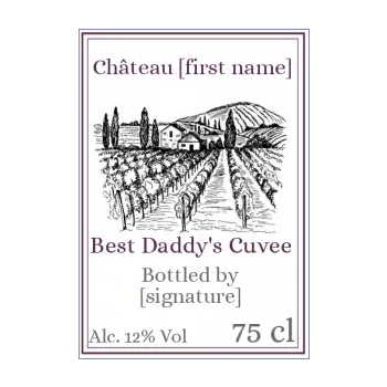 label bottle dad party wine mauve castle drawing 