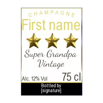 label bottle best grandfather champagne party yellow black star alcohol 