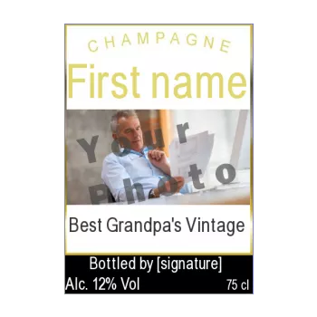 label bottle best grandfather champagne party yellow black alcohol 