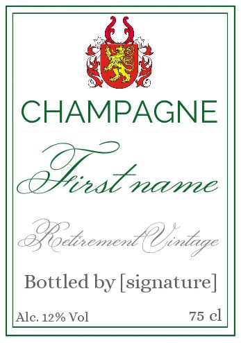 Label Bottle Retirement Champagne Coat free template
