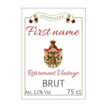 label bottle retirement champagne coat of arms white 