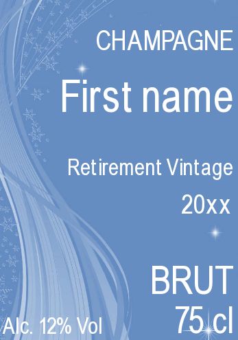 Label Bottle Retirement Champagne Blue template