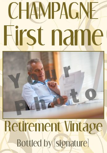Label Bottle Retirement Champagne Brown with photo template
