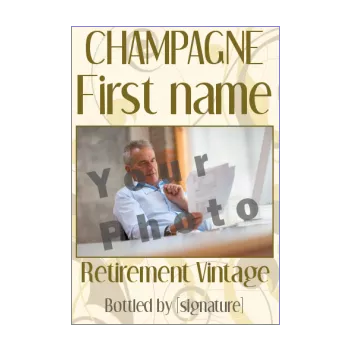 label bottle retirement champagne brown flower 