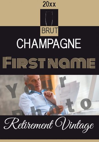 Label Bottle Retirement Champagne Black with photo template