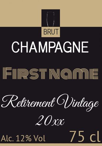 Label Bottle Retirement Champagne Black free template