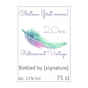 label bottle retirement feather mauve wine 