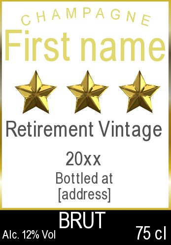 Label Bottle Retirement Champagne Black free template