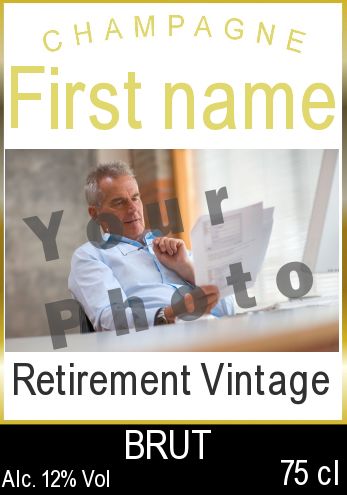 Label Bottle Retirement Champagne Black with photo template