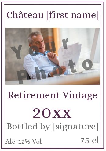Label Bottle Retirement Mauve Wine with photo template
