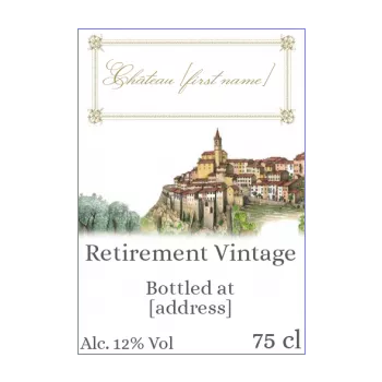 Retirement bottle label free template on Greetings-Discount