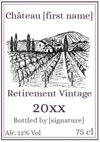 Label Bottle Retirement Mauve Wine free template
