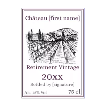 label bottle retirement wine mauve 