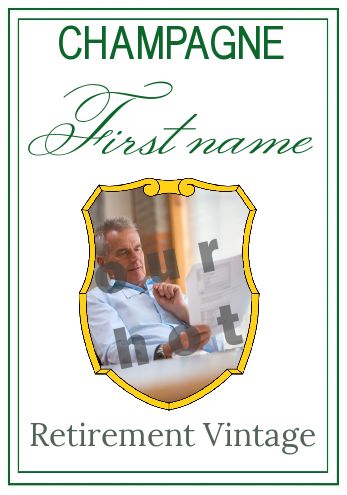 Label Bottle Retirement Champagne Coat with photo template