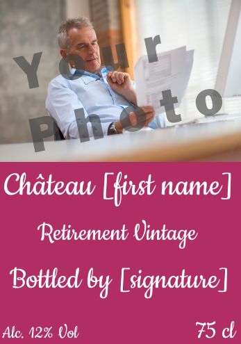 Label Bottle Retirement Mauve Wine with photo template