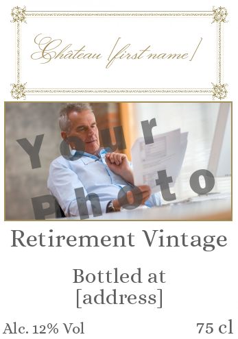 Label Bottle Retirement White Wine with photo template