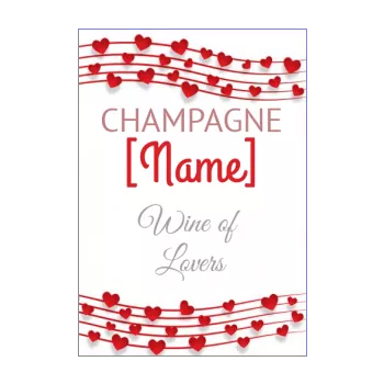 label bottle champagne valentine s day heart red 