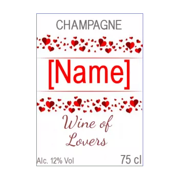 label bottle champagne valentine s day heart red 