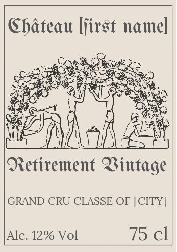 Label Bottle Retirement Wine Yellow free template
