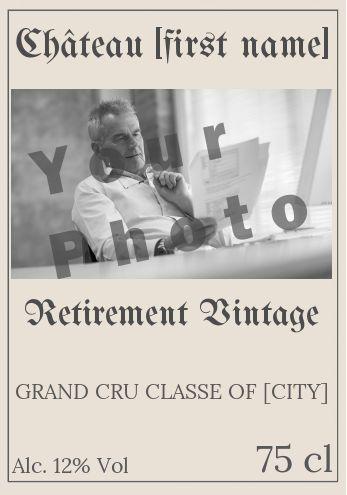 Label Bottle Retirement Wine Yellow with photo template