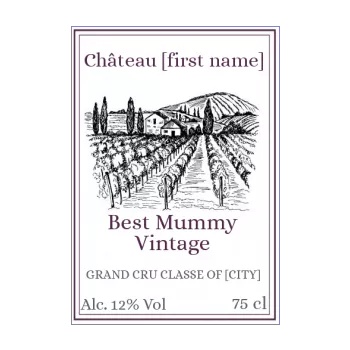label bottle best mom party wine mauve castle 