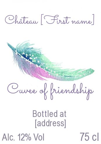 Label Bottle Feather Wine Alcohol free template