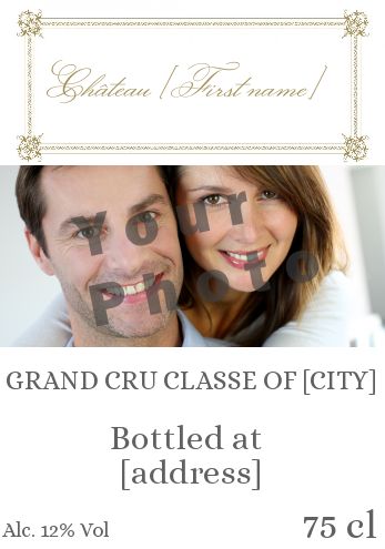 Label Bottle Brown White Wine with photo template
