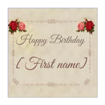 birthday label gift brown rose vintage 