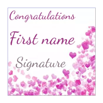 label baptism gift heart girl mauve rose 