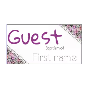 label baptism gift flower white 