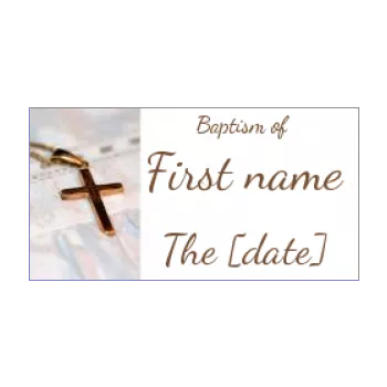 label gift baptism brown white cross 