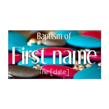 label baptism gift blue candy red 