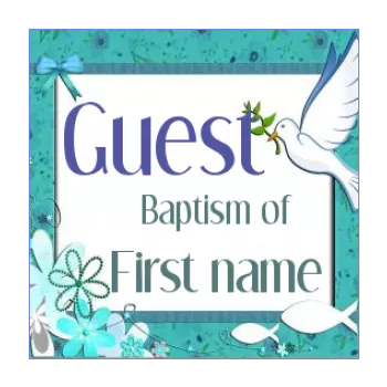 favor label baptism gift bird blue green 