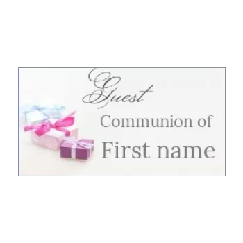 favor label gift communion mauve 