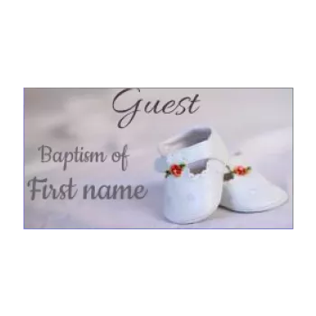 favor label baptism gift girl mauve shoe 