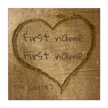 wedding favor label gift heart brown tree wood 