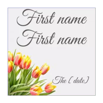 wedding favor label gift flower grey orange 