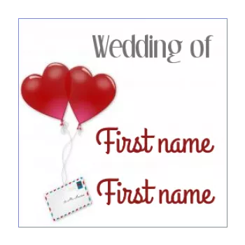 wedding favor label gift heart letter red 