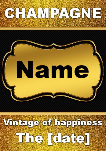 Wedding Label Bottle Champagne Black free template