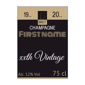 birthday label bottle champagne black brown alcohol 